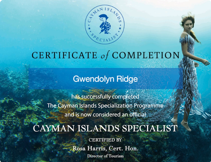 Cayman Islands Specialist Certificate of Completion