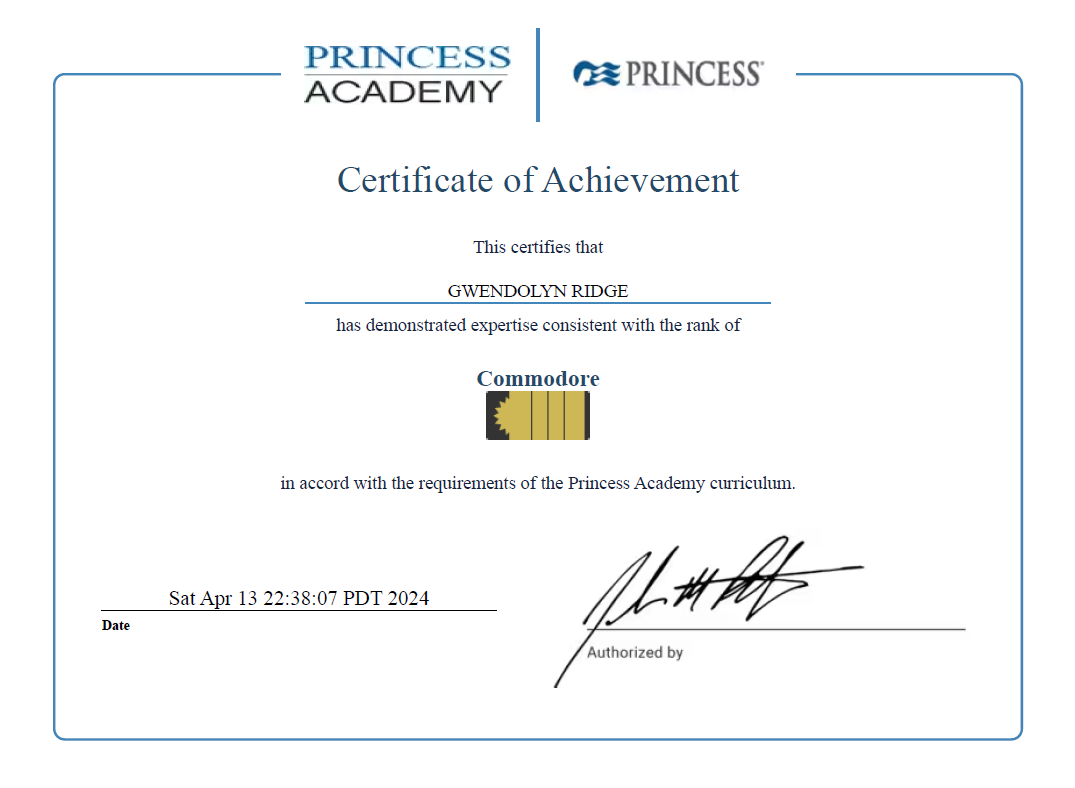 Princess Certificate